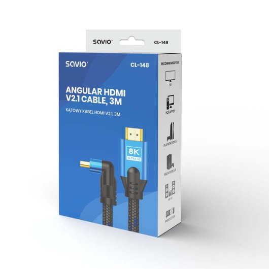 CABLE HDMI 21 M ANGULAR 8K SAVIO CL 148 3M