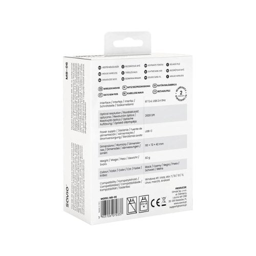 RATON OPTICO SAVIO MB 06 WIRELESS 2000 DPI