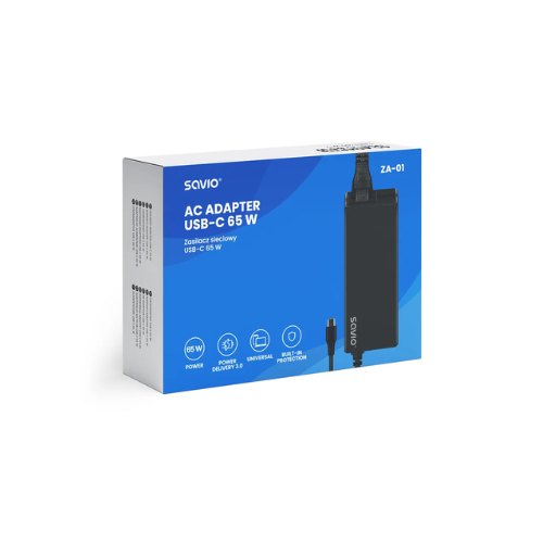 ADAPTADOR CORRIENTE SAVIO USB C 65W ZA 01