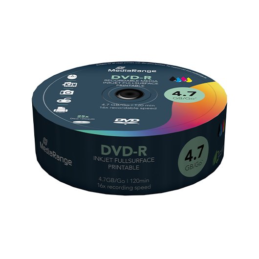 CONSUMIBLE MEDIARANGE DVD R MR407 47GB 25PCS
