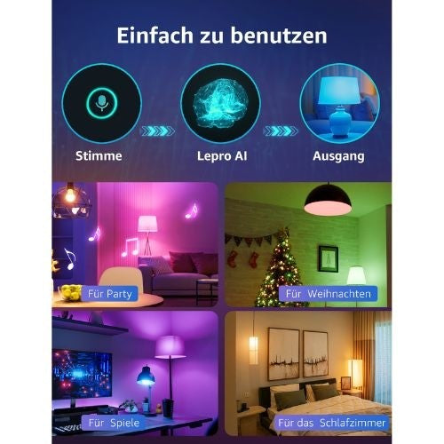 BOMBILLA LED E27 LEPRO B2-2 AI 1100LM RGBCCT RGB WIFI ALEXA