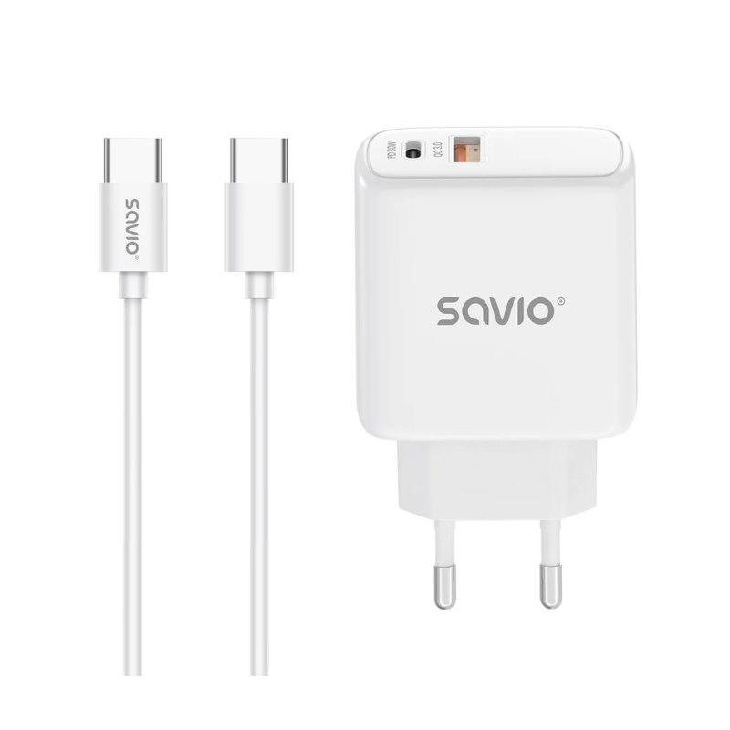 CARGADOR SAVIO LA 10 30W WHITE CON CABLE