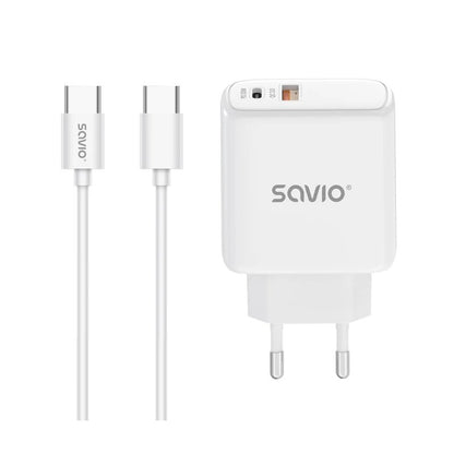 CARGADOR SAVIO LA 10 30W WHITE CON CABLE