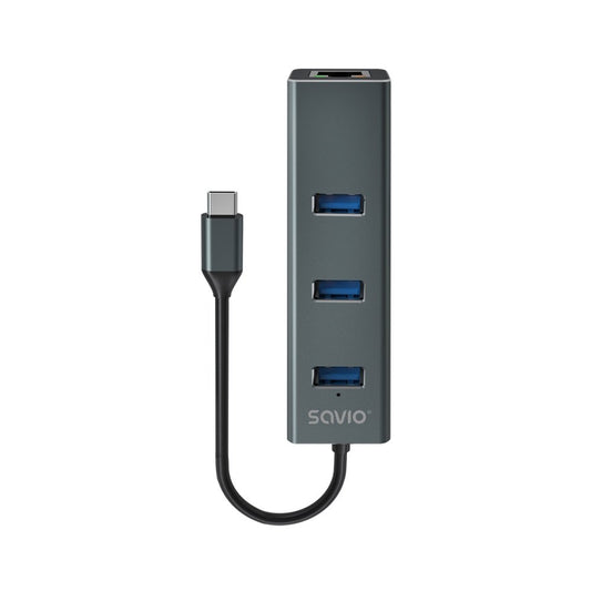 HUB SAVIO USBC 3 X USBA 31 1 X RJ45