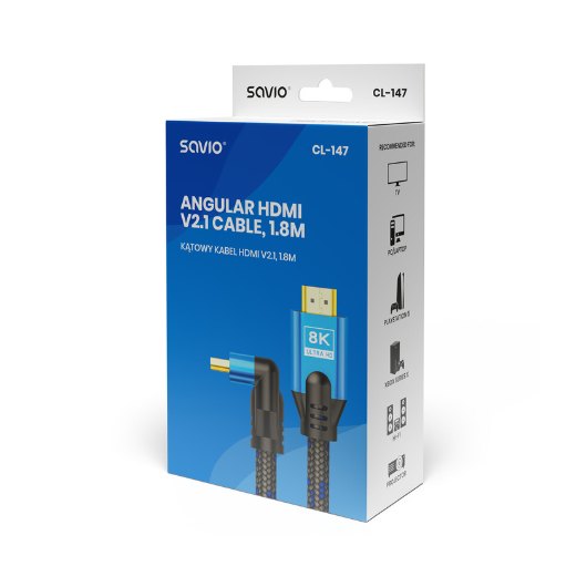CABLE HDMI 21 M ANGULAR 8K SAVIO CL 147 18M
