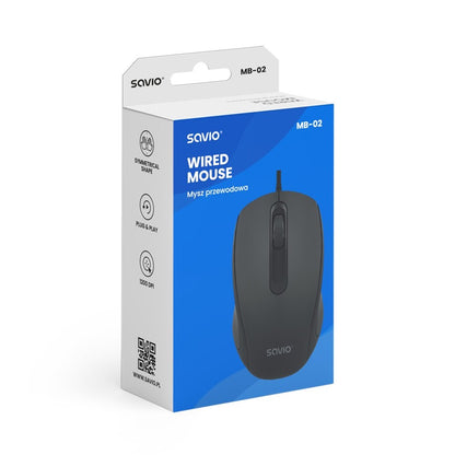 RATON OPTICO SAVIO MB 02 CON CABLE USB A 1200 DPI