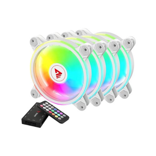 KIT 4 VENTILADORES PC SAVIO CON MANDO WHITE FAN 01