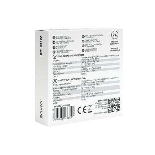 SENSOR TEMPERATURA Y HUMEDAD SAVIO CT 01 W