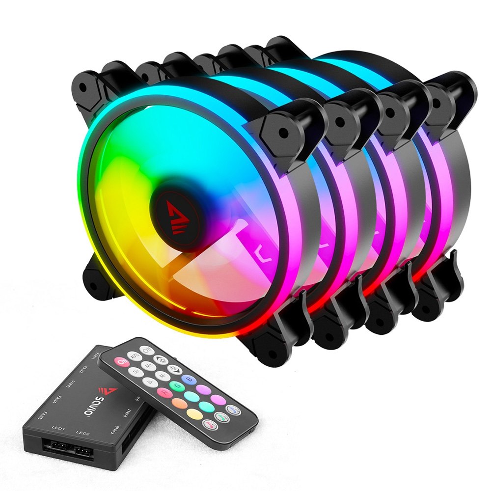 KIT 4 VENTILADORES PC SAVIO CON MANDO BLACK
