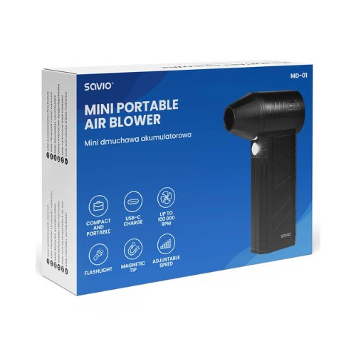 MINI LIMPIADOR DE AIRE SAVIO MD 01 SOPLADOR BLACK