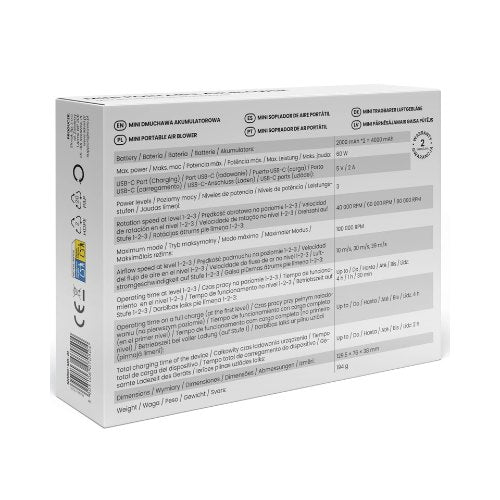 MINI LIMPIADOR DE AIRE SAVIO MD 01 SOPLADOR BLACK