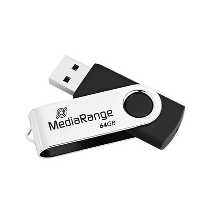 PENDRIVE 64GB USB 20 MEDIARANGE SILVER BLACK