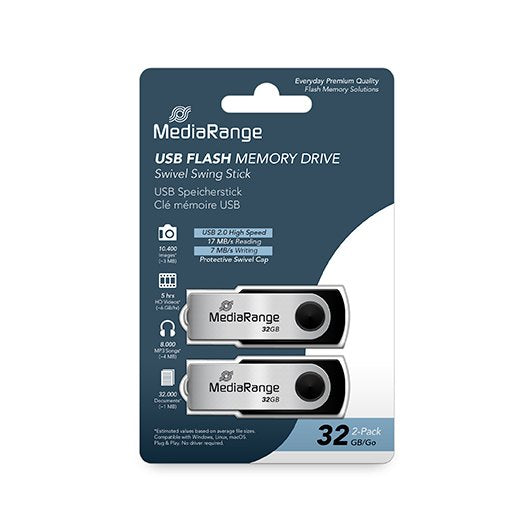 PENDRIVE 32GB USB 20 MEDIARANGE 2 PACK