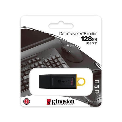 PENDRIVE 128GB USB 32 KINGSTON DT EXODIA NEGRO AMARILLO
