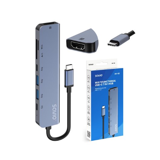 HUB SAVIO 7EN1 USB C AK 82